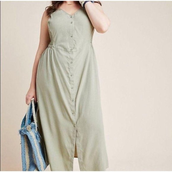 Anthropologie Dresses & Skirts - Anthro Cloth & Stone Matcha Button Down Maxi Green